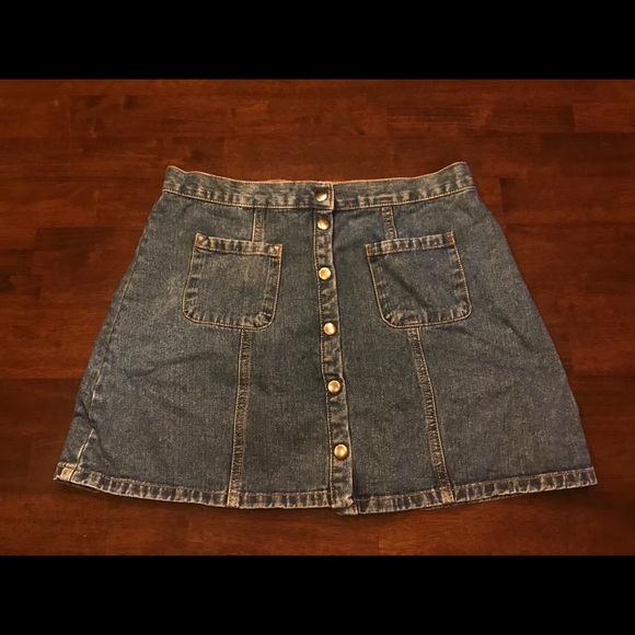 BDG Denim Button-Front Skirt Mini A-Line - Picture 5 of 7